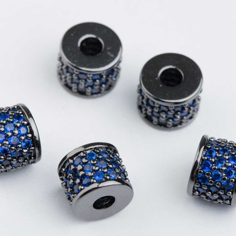 Distantier cupru placat negru tub 6x7 mm zirconiu albastru - 1 buc I Magazinuldepietre.ro