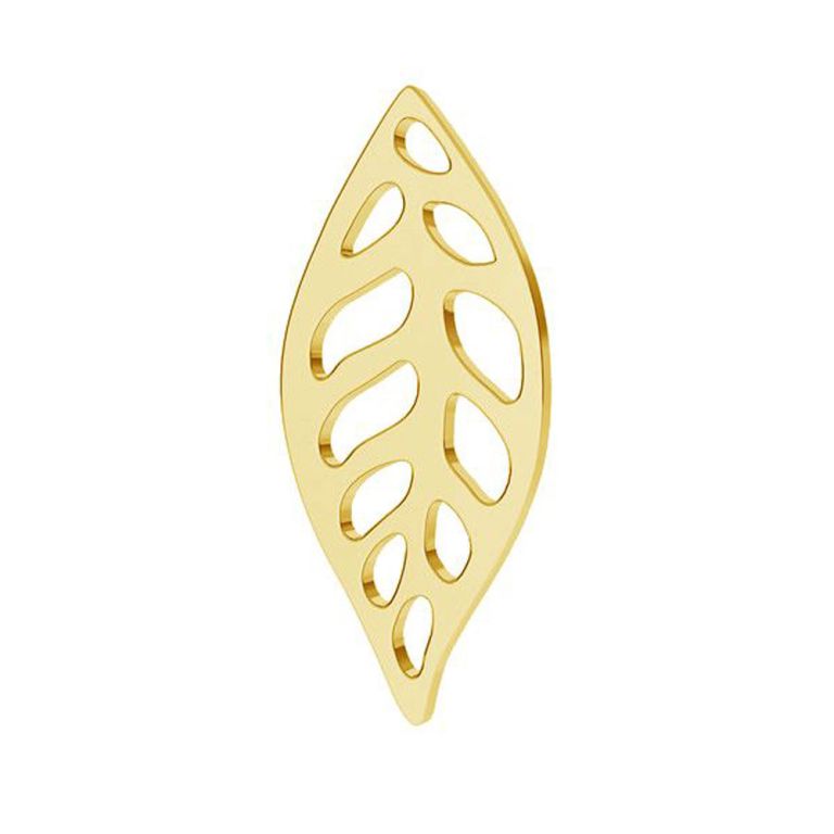 Charm argint placat aur 24K frunza decupata 7x16 mm - 1 buc I Magazinuldepietre.ro