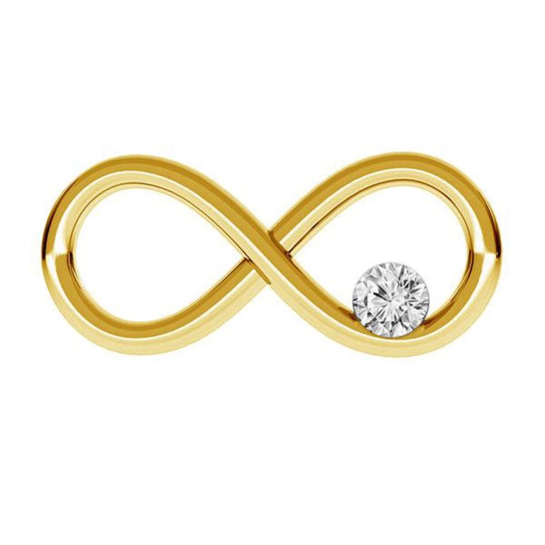 Link argint placat aur 24K infinit 7x16 mm zirconia alb - 1 buc I Magazinuldepietre.ro