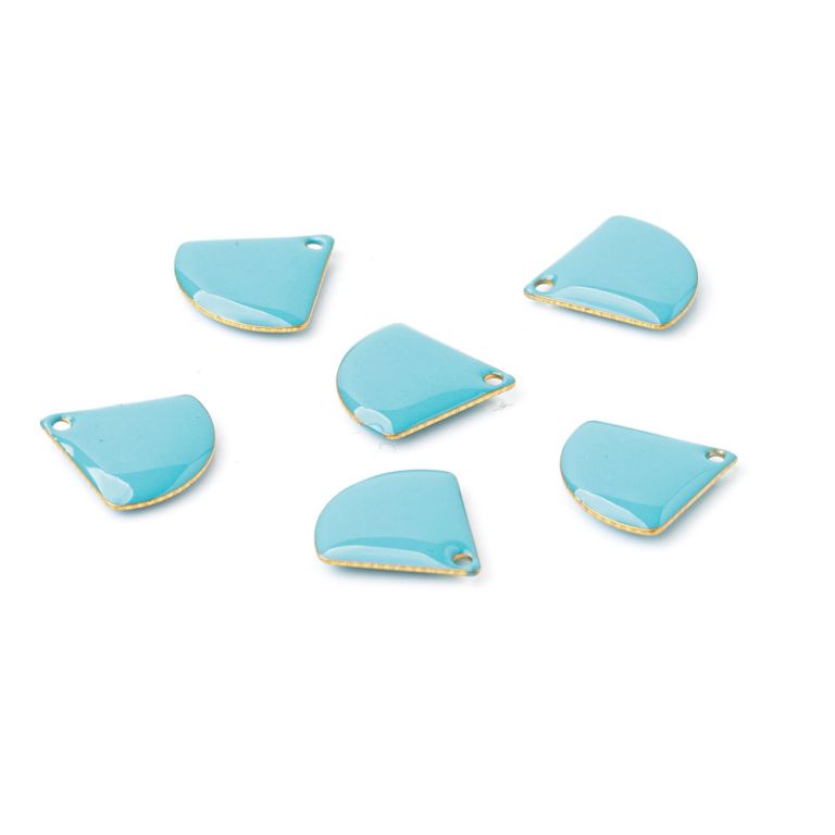 Black Friday - Reduceri [Charm cupru placat auriu evantai email bleu 12x13 mm - 8 buc] Promotie