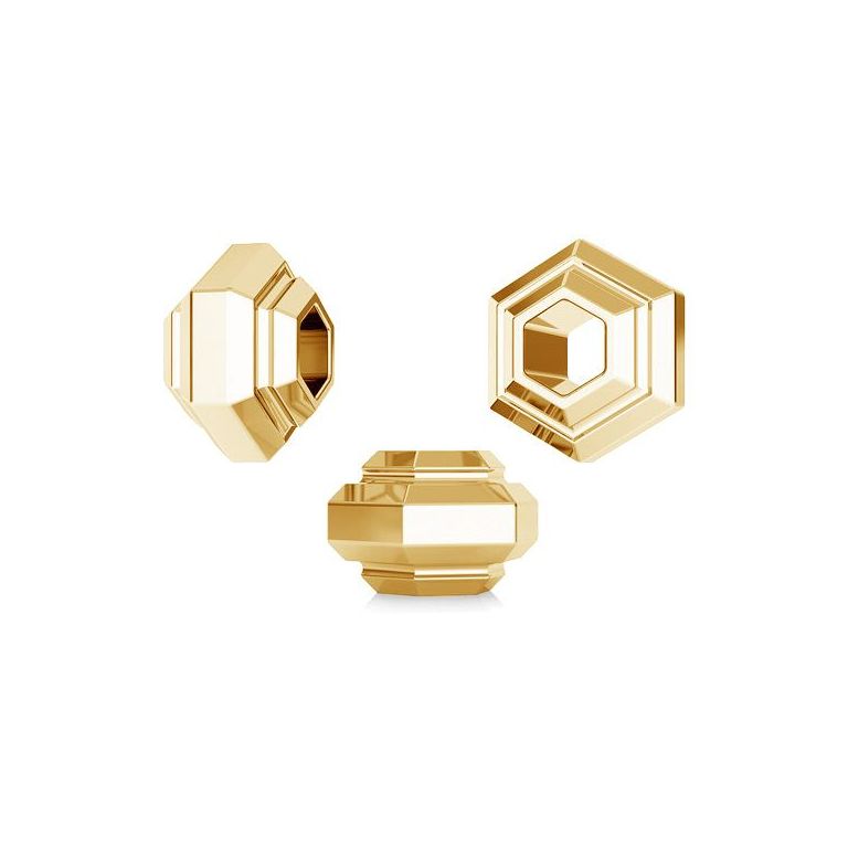 Distantier argint placat aur 18k hexagon 4x5 mm orificiu 2.5 mm - 1 buc I Magazinuldepietre.ro