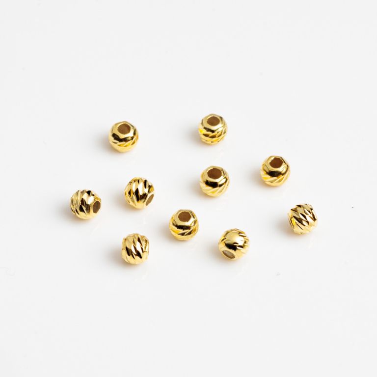 Bile argint placat aur 14K taieturi 3 mm orificiu 0.8 mm - 10 buc I Magazinuldepietre.ro