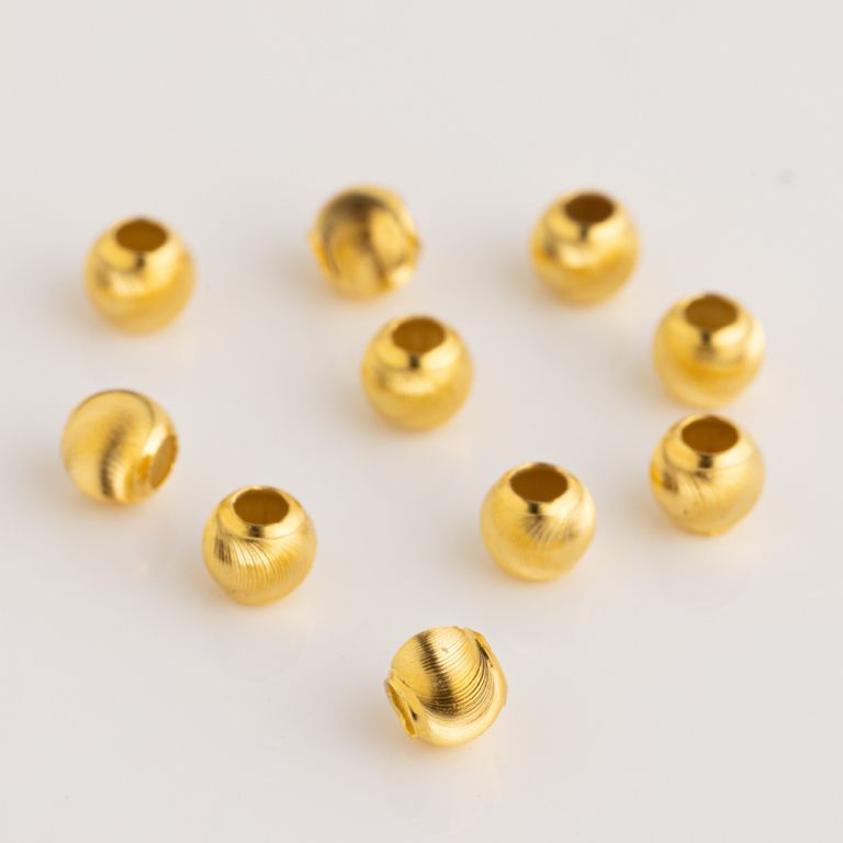 Accesorii - Bile argint placat aur 14K valuri 3 mm orificiu 1 mm - 10 buc