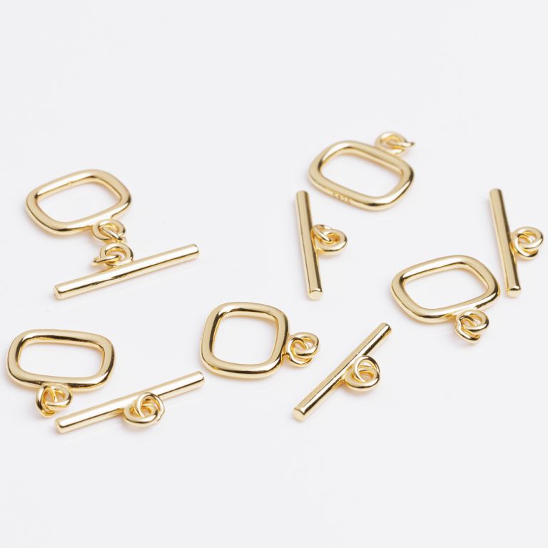 Accesorii - Inchizatoare toggle argint placat aur 14K dreptunghi rotunjit 12x11 mm - 1 buc