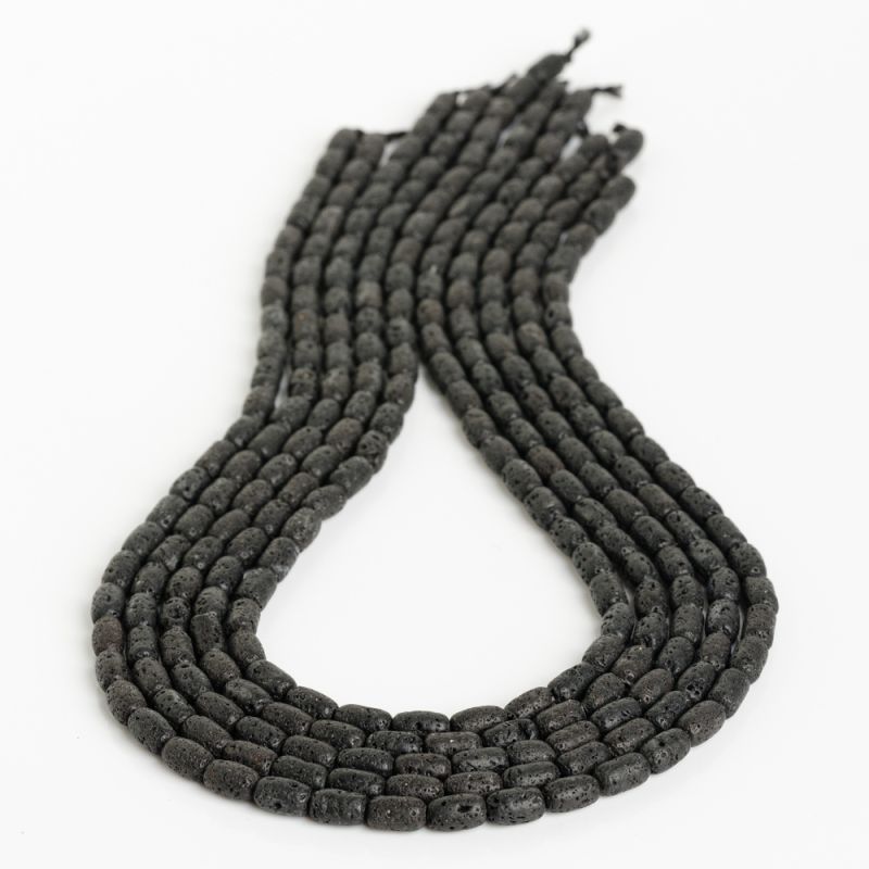 Pietre Semipretioase - Lava negru tuburi 4.5x7 mm